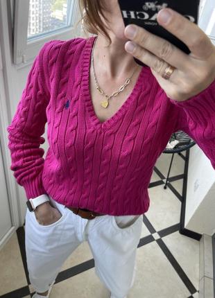 Ralph lauren малиновый свитер с лого
