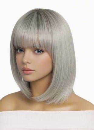 Парик silver grey, серебристо серый, 30 см