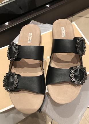 #265 босоніжки, шльопанці michael michael kors ryder slide black оригінал