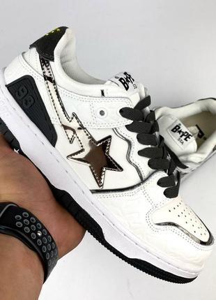 Мужские кроссовки bape a bathing ape bape sk8 sta white'metallic silver