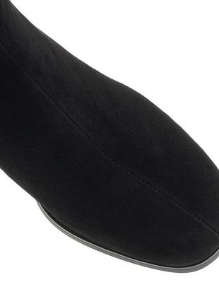 Чоботи жіночі замшеві чорні стильні на зручному каблуку елегантні молодіжні святкові 1843ц