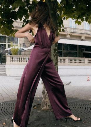Zara комбінезон із коміром хальтер і зборками
