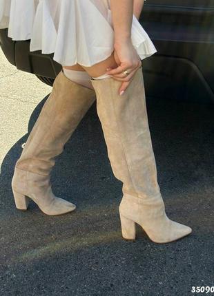 Стильні чоботи труби на підборах