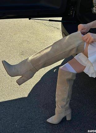 Стильні чоботи труби на підборах