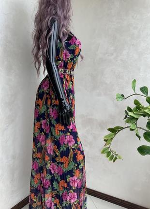 Oasis довга сукня сарафан пліссе максі в квітковий принт5 фото