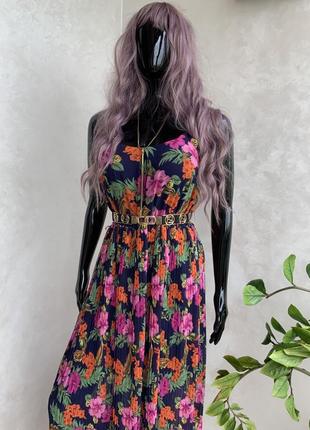 Oasis h&amp;m zara длинное платье сарафан плиссе макси в цветочный принт