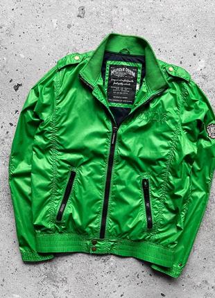 Tommy hilfiger denim full zip green jacket pockets logo streetwear casual куртка