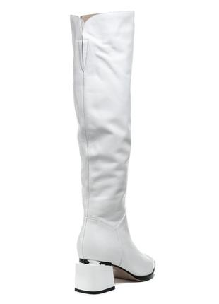 Ботфорты высокие зимние с натуральным теплым мехом еврозима на устойчивом каблуке белые 1486ц-а