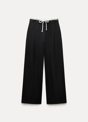 Zara брюки палаццо із подвійним поясом