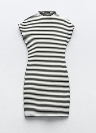 Структурированное трикотажное платье в полоску из новых коллекций от zara3 фото