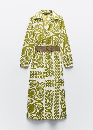 Zara -60% 💛 платье этно принт роскошное коттон стильное xs, s, м