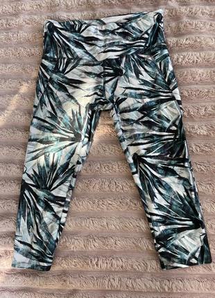 Спортивні бриджі, капрі, велотреки принт листя