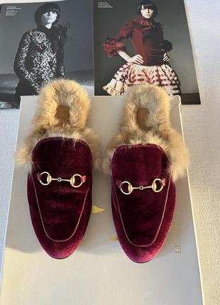 Gucci мюли с натуральным мехом p39,5-40