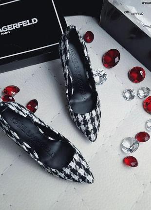 Karl lagerfeld paris оригінал чорно-білі туфлі човники на шпильці8 фото