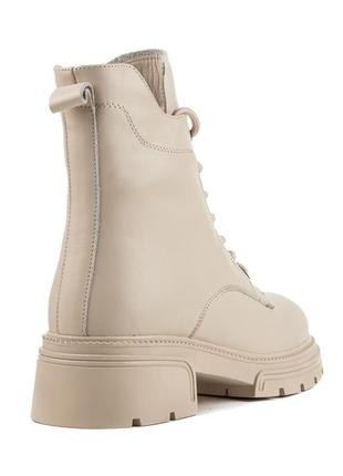 Черевики жіночі шкіряні зимові бежеві на високій підошві,і платформі,з хутром 1737ц-а