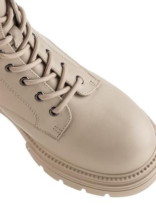 Черевики жіночі шкіряні зимові бежеві на високій підошві,і платформі,з хутром 1737ц-а