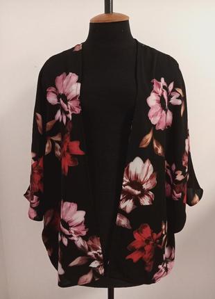 Блузка без застёжки накидка лёгкий кардиган new look в цветочек.