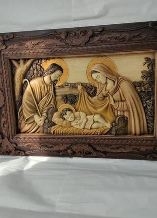 Ікона свята родина , ікона з дерева 77х52см.