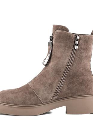 Чере�вики жіночі замшеві кольору мокко з блискавкою, на платформі та підборах, на хутрі 174...