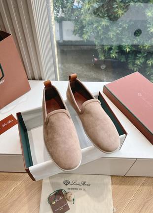 Мужские лоферы, мокасины loro piana натуральная замша