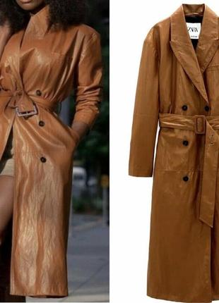 Кожаный плащ, тренч zara