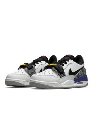 🌸жіночі кросівки кросівки nike air jordan legasy 312 low white black purple / демісезонні / весняні, літні, осінні / текстиль, шкіра, замша /