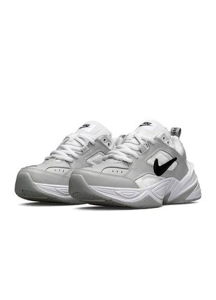 🌸жіночі кросівки кросівки nike GREY m2k tekno white gray black / демісезонні / весняні, літні, осінні / текстиль, шкіра, замша /