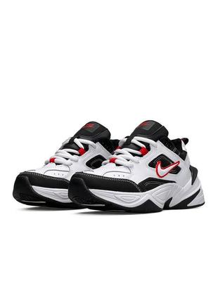 🌸жіночі кросівки кросівки tiempo nike m2k tekno black white red / демісезонні / весняні, літні, осінні / текстиль, шкіра, замша /