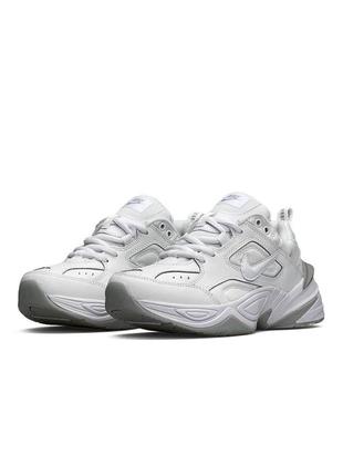 🌸жіночі кросівки кросівки nike m2k tekno all white / демісезонні / весняні, літні, осінні / текстиль, шкіра, замша /