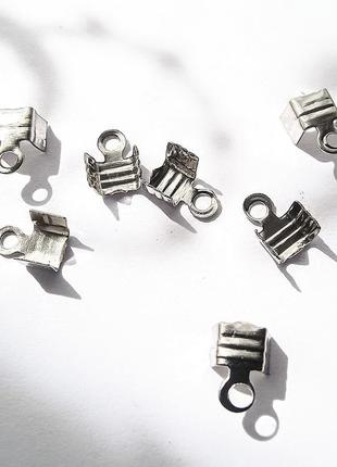 Затискач-кінцевик finding зажим для шнура нитки волосіні сталистий 4 мм х 7 мм 400561