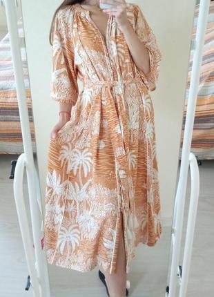 Льняное платье миди h&m