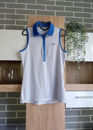 Under armour футболка поло, майка подовжена з комірцем, безрукавка у смужку на високий зріст
