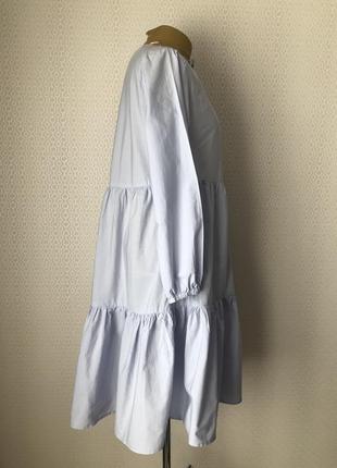 Красивое ярусное голубое хлопковое платье от vrs, размер м (s-l)4 фото