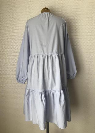 Красивое ярусное голубое хлопковое платье от vrs, размер м (s-l)6 фото