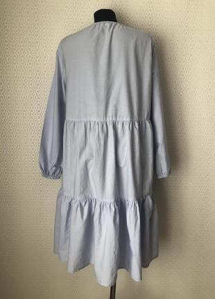 Красивое ярусное голубое хлопковое платье от vrs, размер м (s-l)5 фото