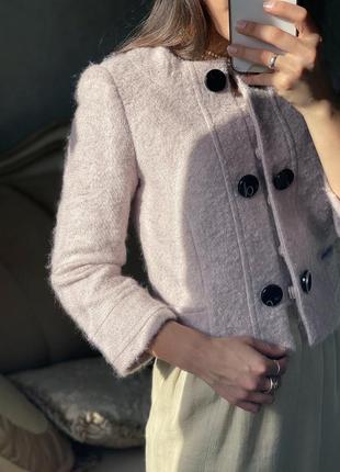 Брендовый классический жакет пиджак шерстяной ангора шерсть нюдовый6 фото