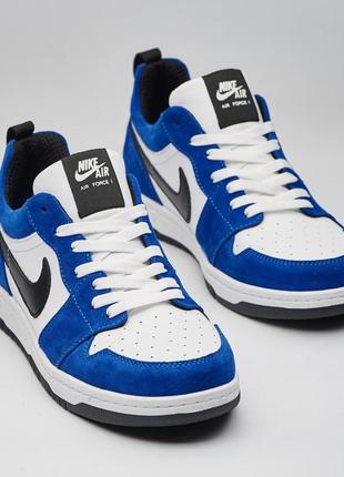 Подростковые кроссовки в стиле nike натуральная кожа/замша, подростковое детское спортивное кроссовки бежкий синий1 фото