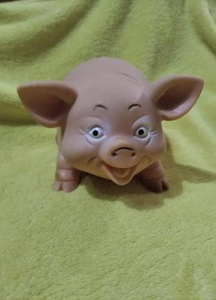 Резиновая свинка ссср игрушка свинья для детей большая свинья