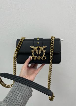 Pinko mini love bag Ergo one simply black/gold, женская кожаная сумка, женская кожаная кожаная сумка
