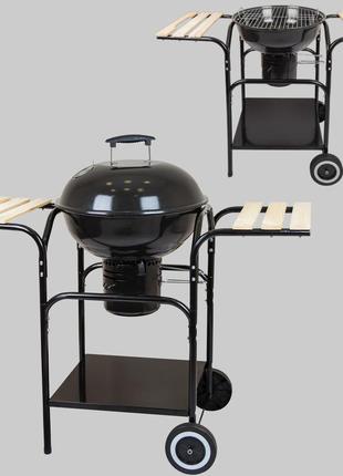 Угольный гриль-барбекю с деревянными полочками wood grill
