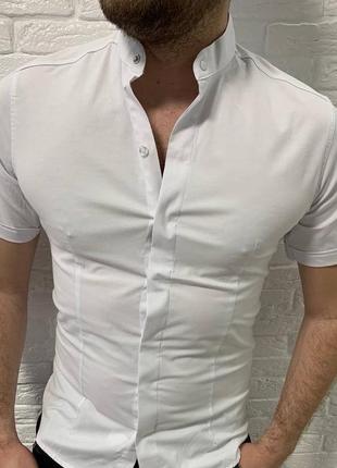 Рубашка  мужская varetti планка s-xxl с коротким рукавом , xl, белый