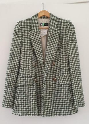 Твидовый пиджак в клетку zara