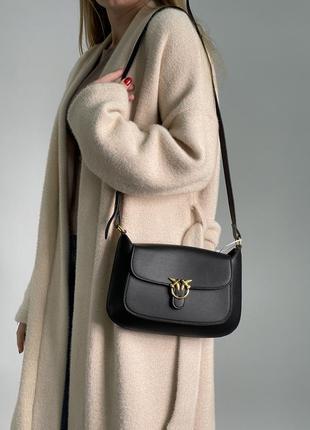 Pinko mini love bag Ergo saddle simply black, женская кожаная сумка, женская кожаная кожаная сумка