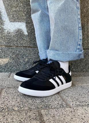 Женские кроссовки adidas samba low black white v / smb3 фото