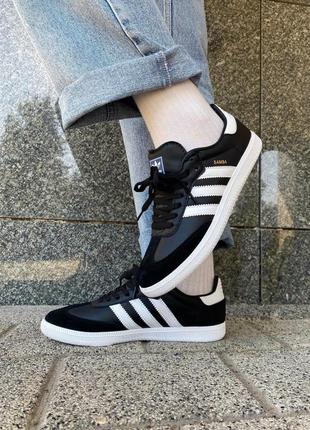 Женские кроссовки adidas samba low black white v / smb7 фото