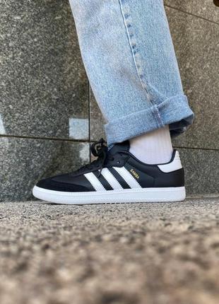 Женские кроссовки adidas samba low black white v / smb6 фото