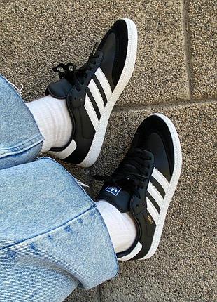 Женские кроссовки adidas samba low black white v / smb9 фото