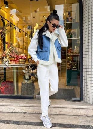 Жилетки zara меховые джинсовые3 фото