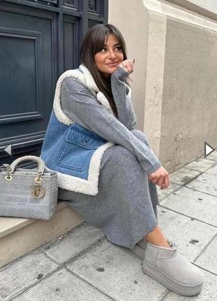 Жилетки zara меховые джинсовые2 фото