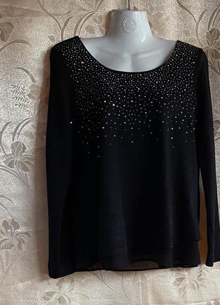 Блуза бренда blossem, черная, пог-51, поб-52, длина-64, украшенная, на подкладке